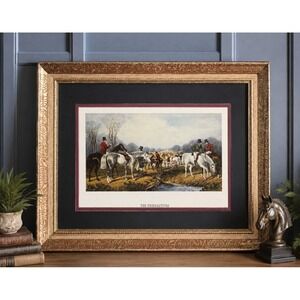 Vintage The Preparatives Fox Hunting Print Framed Equestrian Wall Art 24x20